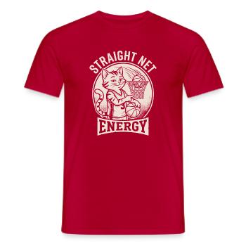 Straight Net Energy Cat Basketball - Men's T-Shirt - red - Front - AI Model Male 178 dark (178cm)