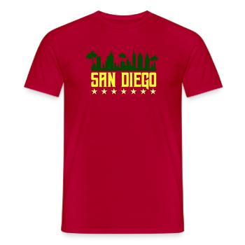 San Diego Skyline Neon Gelb - Männer T-Shirt - Rot - Vorne - AI Model Male 178 dark (178cm)