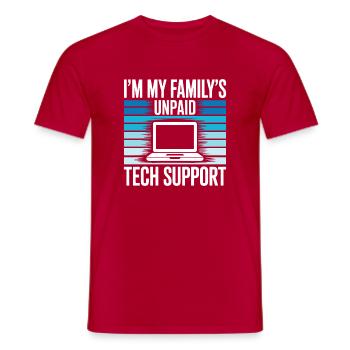 Ich bin der unbezahlte technische Support meiner Familie – lustiges Zitat - Männer T-Shirt - Rot - Vorne - AI Model Male 178 dark (178cm)