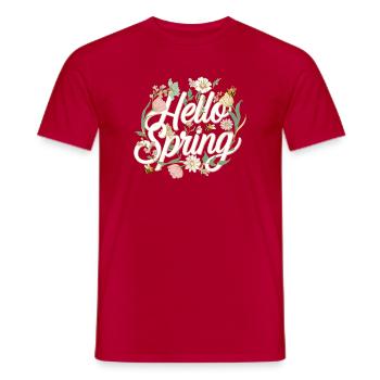 Bonjour Printemps – T-shirt Fleurs et Abeilles du Printemps - T-shirt homme - rouge - Devant - AI Model Male 178 dark (178cm)
