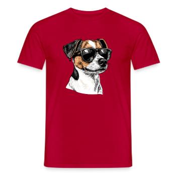 Sunglasses Dog Portrait Jack Russel Terrier - Men's T-Shirt - red - Front - AI Model Male 178 dark (178cm)