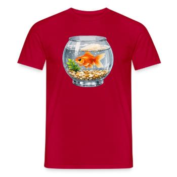 Goldfish in Glass Vase Art - Men's T-Shirt - red - Front - AI Model Male 178 dark (178cm)