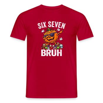 Dabbing Pumpkin Six Seven Bruh 6 7 Halloween 67 - Männer T-Shirt - Rot - Vorne - AI Model Male 178 dark (178cm)
