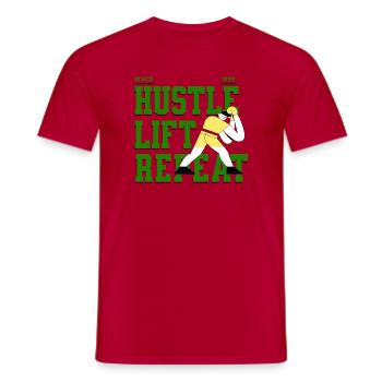 Hustle Lift Repeat – Gym Lifestyle - Men's T-Shirt - red - Front - AI Model Male 178 dark (178cm)