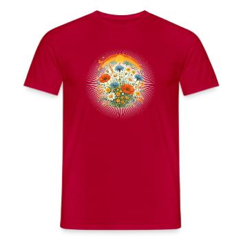 Colorful Wildflowers Retro Sun Rainbow Design - Men's T-Shirt - red - Front - AI Model Male 178 dark (178cm)