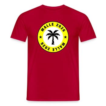 Malle 2026 Palm Tree Circle - Men's T-Shirt - red - Front - AI Model Male 178 dark (178cm)