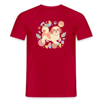 Cute Shih Tzu Owners Colorful Puppy Lover - Men's T-Shirt - red - Front - AI Model Male 178 dark (178cm)