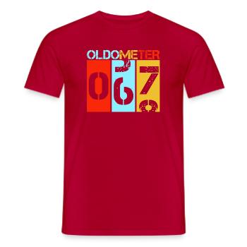 Oldometer 67 Drôle 67e anniversaire Rétro - T-shirt homme - rouge - Devant - AI Model Male 178 dark (178cm)