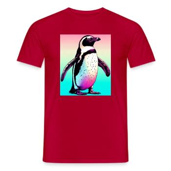 Pinguin - Männer T-Shirt - Rot - Vorne - AI Model Male 178 dark (178cm)
