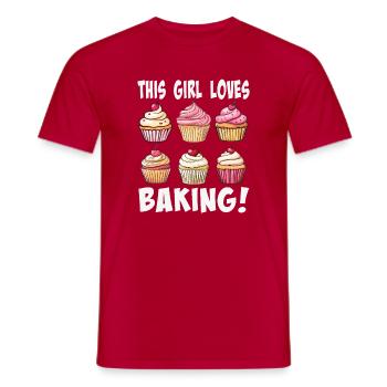 This girl loves baking cupcakes - Men's T-Shirt - red - Front - AI Model Male 178 dark (178cm)