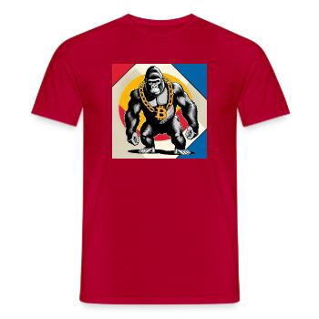 Bitcoin Gorilla Kettenheld - Männer T-Shirt - Rot - Vorne - AI Model Male 178 dark (178cm)