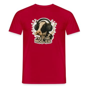 Feel the Moo-sic – Lustige Musik Kuh mit Kopfhörer - Männer T-Shirt - Rot - Vorne - AI Model Male 178 dark (178cm)