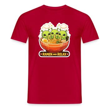 Ramen und Relax Aliens - Männer T-Shirt - Rot - Vorne - AI Model Male 178 dark (178cm)