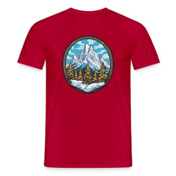 Alpine Bergpanorama Badge - Männer T-Shirt - Rot - Vorne - AI Model Male 178 dark (178cm)