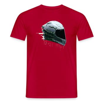 Cyber Moto Helmet Glitch Racing Future Gamer - Men's T-Shirt - red - Front - AI Model Male 178 dark (178cm)