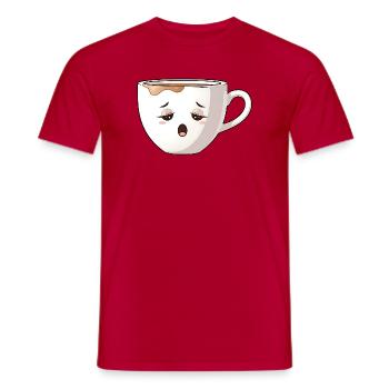 Tired Coffee Mug Cute Coffee Motif Kawaii - Men's T-Shirt - red - Front - AI Model Male 178 dark (178cm)