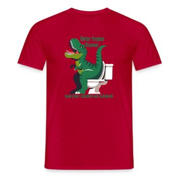 Dino auf Toilette im Freien - Männer T-Shirt - Rot - Vorne - AI Model Male 178 dark (178cm)