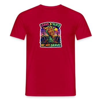Zombie slice of pizza at the grave - Men's T-Shirt - red - Front - AI Model Male 178 dark (178cm)
