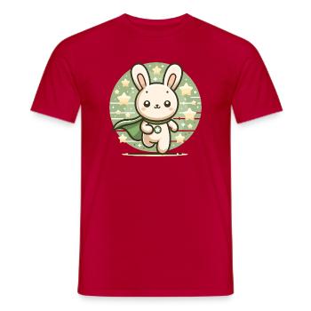 Niedlich Superheld Helden Häschen Hase Kaninchen  - Männer T-Shirt - Rot - Vorne - AI Model Male 178 dark (178cm)