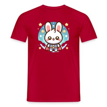 Helden Häschen Superheld Kaninchen - Männer T-Shirt - Rot - Vorne - AI Model Male 178 dark (178cm)