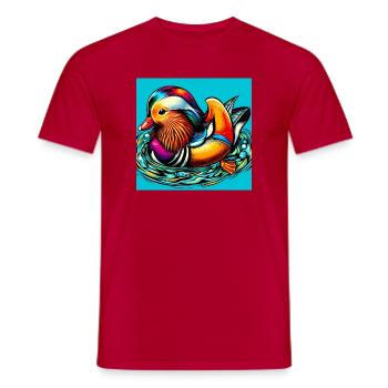 Mandarin duck - Men's T-Shirt - red - Front - AI Model Male 178 dark (178cm)