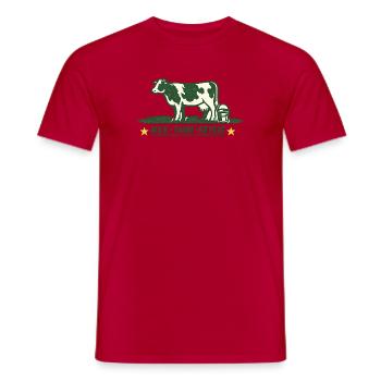 For farmers. Cow with Milk Farm Repeat - Men's T-Shirt - red - Front - AI Model Male 178 dark (178cm)