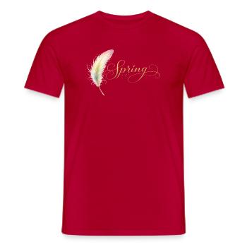 Spring Lettering with Feather Elegant Design - Men's T-Shirt - red - Front - AI Model Male 178 dark (178cm)