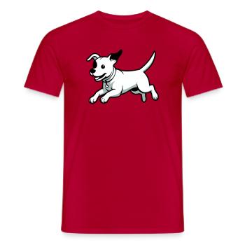 Playful Dog Cartoon - Men's T-Shirt - red - Front - AI Model Male 178 dark (178cm)