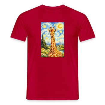 Giraffe im Sternennacht-Stil - Männer T-Shirt - Rot - Vorne - AI Model Male 178 dark (178cm)