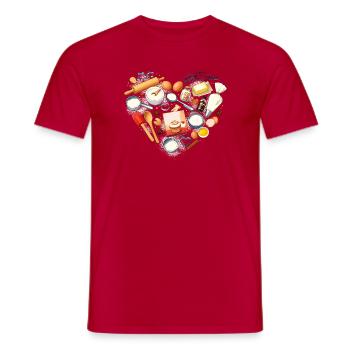 Backen Herzform Backutensilien Hobbybäcker  - Männer T-Shirt - Rot - Vorne - AI Model Male 178 dark (178cm)