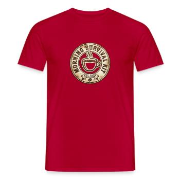 Morning Survival Coffee Badge - Men's T-Shirt - red - Front - AI Model Male 178 dark (178cm)
