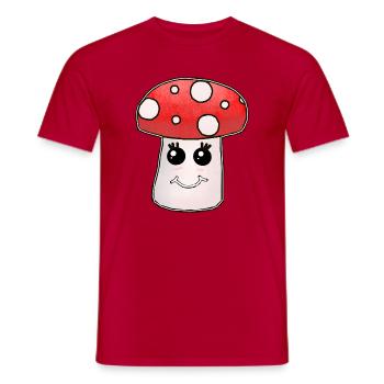 Kawaii Mushroom Toadstool Mushrooms - Men's T-Shirt - red - Front - AI Model Male 178 dark (178cm)