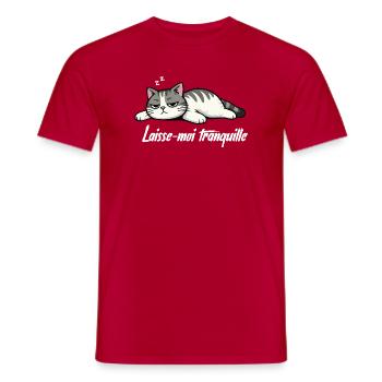 T-shirt Chat Laisse-moi tranquille drôle - T-shirt homme - rouge - Devant - AI Model Male 178 dark (178cm)