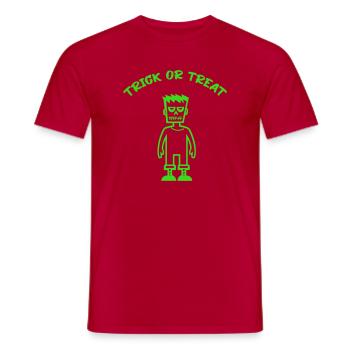 Trick or Treat Neon Monster Green - Men's T-Shirt - red - Front - AI Model Male 178 dark (178cm)