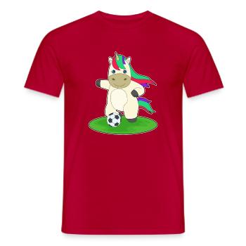 Einhorn Fußballspieler Fußball Sport - Männer T-Shirt - Rot - Vorne - AI Model Male 178 dark (178cm)