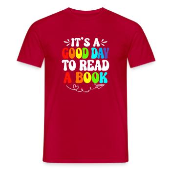 Rainbow Reading Day Zitat-Tee - Männer T-Shirt - Rot - Vorne - AI Model Male 178 dark (178cm)