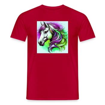 horse - Men's T-Shirt - red - Front - AI Model Male 178 dark (178cm)