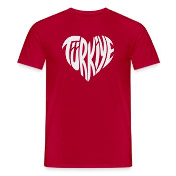 Conception de la police en forme de cœur en Türkiye, Turquie - T-shirt homme - rouge - Devant - AI Model Male 178 dark (178cm)