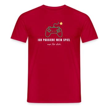 Ich pausiere mein Spiel nur für dich - Lustiges Ga - Männer T-Shirt - Rot - Vorne - AI Model Male 178 dark (178cm)