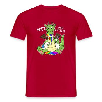 Bunter Drache isst Letztes Einhorn Humor - Männer T-Shirt - Rot - Vorne - AI Model Male 178 dark (178cm)