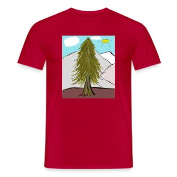 Forêt de conifères sur le soleil de la montagne - T-shirt homme - rouge - Devant - AI Model Male 178 dark (178cm)