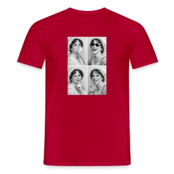 Jane Austen Photo Collage - Men's T-Shirt - red - Front - AI Model Male 178 dark (178cm)