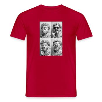 Marcus Aurelius Collage - Männer T-Shirt - Rot - Vorne - AI Model Male 178 dark (178cm)
