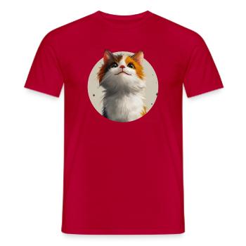 cute cat - Men's T-Shirt - red - Front - AI Model Male 178 dark (178cm)