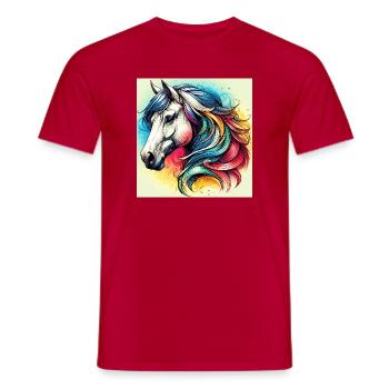 horse - Men's T-Shirt - red - Front - AI Model Male 178 dark (178cm)