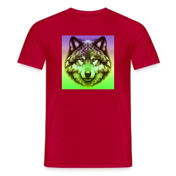 Wolf - Männer T-Shirt - Rot - Vorne - AI Model Male 178 dark (178cm)
