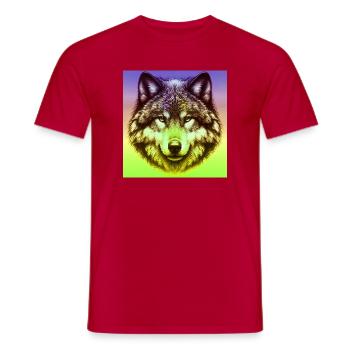 Wolf - Männer T-Shirt - Rot - Vorne - AI Model Male 178 dark (178cm)