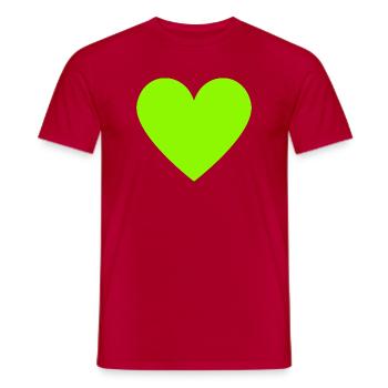 Neon Lime Heart Green Retro - Men's T-Shirt - red - Front - AI Model Male 178 dark (178cm)