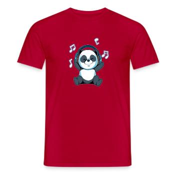 Music Panda with Headphones: Cute Music Motif - Men's T-Shirt - red - Front - AI Model Male 178 dark (178cm)