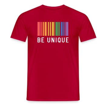 Mois de la Fierté LGBT - Soyez unique - T-shirt homme - rouge - Devant - AI Model Male 178 dark (178cm)